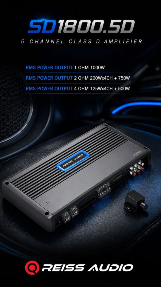 Reiss Audio RS-SD1800.5D 5 Kanal 1800 RMS Class D Midrange ve Bass Amfisi